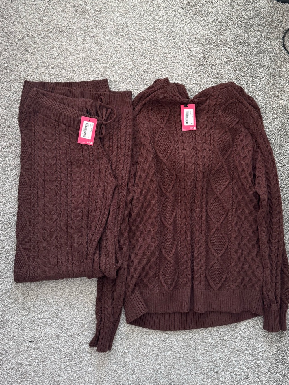 Edikted Cable-Knit Sweater Set - Brown